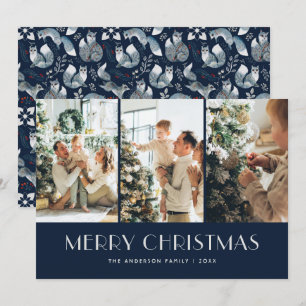 Blue Nordic Fox Fotocollage Vrolijk Kerstfeest Feestdagenkaart