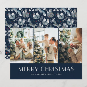 Blue Nordic Fox Fotocollage Vrolijk Kerstfeest Feestdagenkaart