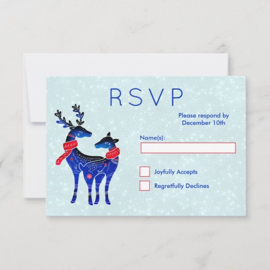 Blue Nordic Reindeer Pair RSVP (Devant)