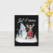 Blue Nose Pitbull Santa Dog Christmas Sneeuwman Xm Kaart (Gele Bloem)