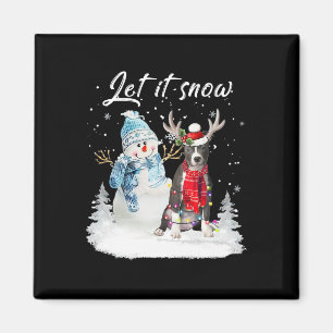 Blue Nose Pitbull Santa Dog Christmas Sneeuwman Xm Magneet