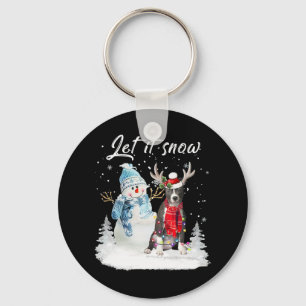 Blue Nose Pitbull Santa Dog Christmas Sneeuwman Xm Sleutelhanger