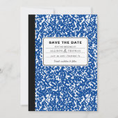 Blue Notitieboek Teacher Funny Save The Date Weddi Kaart (Voorkant)