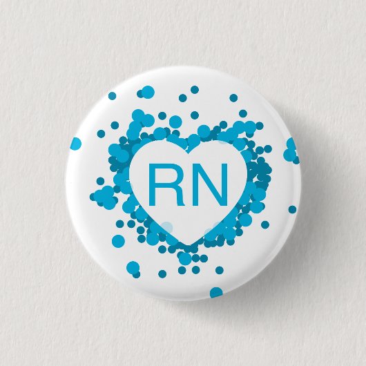 Blue Nurse RN Heart Button (Voorkant)