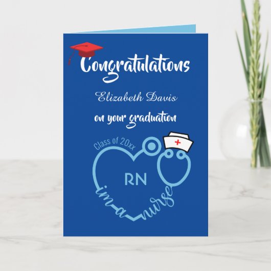 Blue Nursing School Afstuderen gefeliciteerd Kaart (Voorkant)