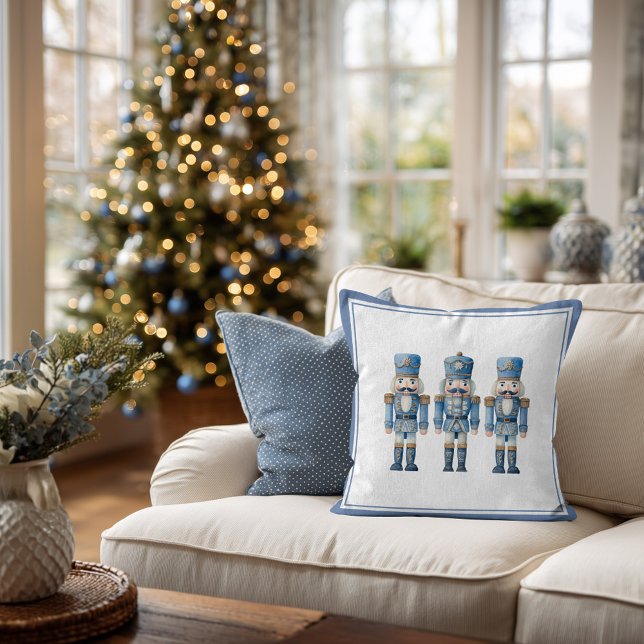 Blue Nutcracker Ballet Kerstfeest Kussen (Blue nutcracker christmas throw pillow
)