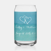 Blue oceaan zeegezicht waterverf strand bruiloft blikvorm glas (Achterkant)