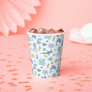Blue Ocean Animal Pattern Baby shower Papieren Bekers