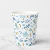 Blue Ocean Animal Pattern Baby shower Papieren Bekers (Achterkant)