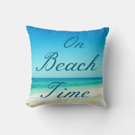 Blue Ocean Beach Typography Pillow Kussen