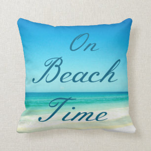 Blue Ocean Beach Typography Pillow Kussen