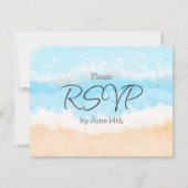 Blue Ocean Coastal Élégant Mariage Cartes RSVP (Devant)