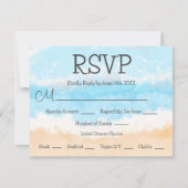 Blue Ocean Coastal Élégant Mariage Cartes RSVP (Dos)
