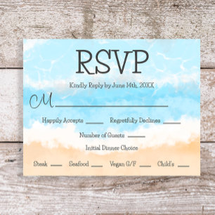 Blue Ocean Coastal Élégant Mariage Cartes RSVP