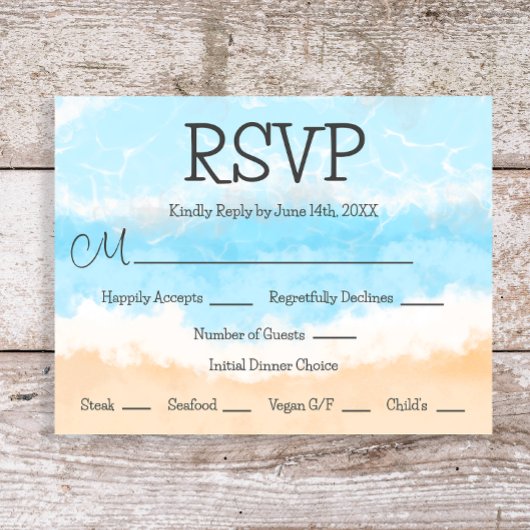 Blue Ocean Coastal Élégant Mariage Cartes RSVP