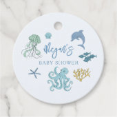Blue Ocean Creature Baby shower Bedankjes Labels (Voorkant)
