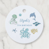 Blue Ocean Creature verjaardagsfeestje Bedankjes Labels (Voorkant)