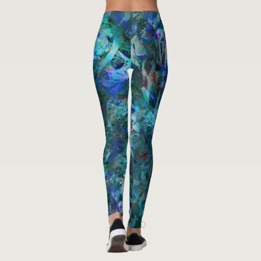 Blue Ocean Flows Abstract Leggings -large pattern (Dos)