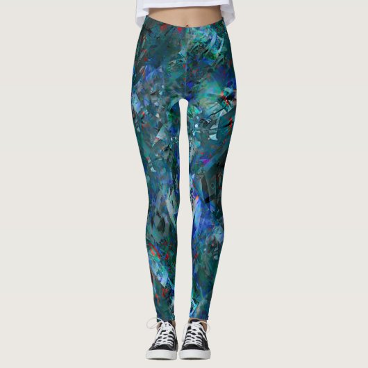 Blue Ocean Flows Abstract Leggings -large pattern (Devant)