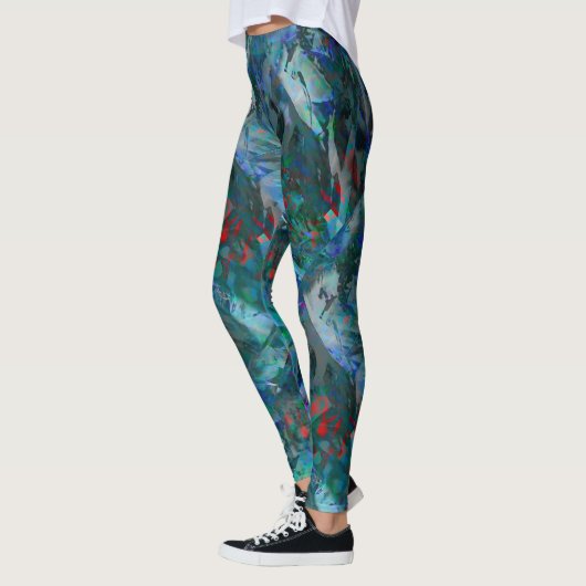 Blue Ocean Flows Abstract Leggings - v2 (Gauche)