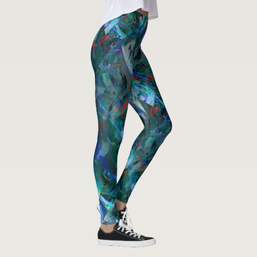 Blue Ocean Flows Abstract Leggings - v2 (Droite)