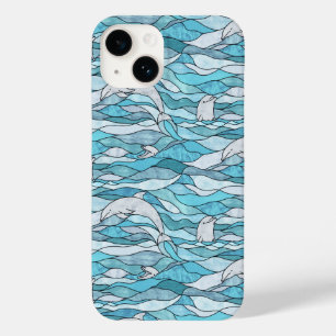 Blue Ocean Glas in lood Dolphins Case-Mate iPhone 14 Hoesje