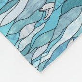 Blue Ocean Glas in lood Dolphins Fleece Deken (Hoek)