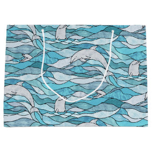 Blue Ocean Glas in lood Dolphins Groot Cadeauzakje
