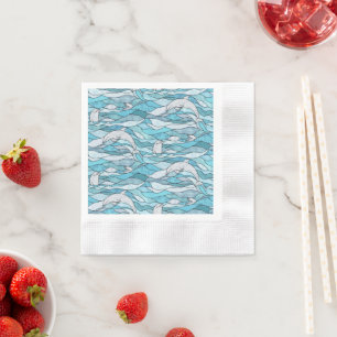 Blue Ocean Glas in lood Dolphins Servet