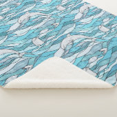 Blue Ocean Glas in lood Dolphins Sherpa Deken (3/4)