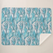 Blue Ocean Glas in lood Dolphins Sherpa Deken (Voorkant (horizontaal))