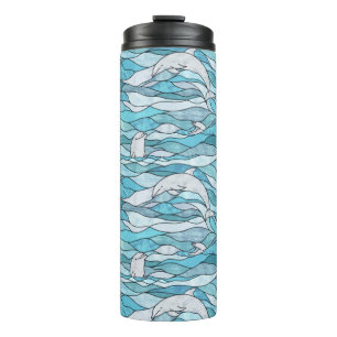 Blue Ocean Glas in lood Dolphins Thermosbeker