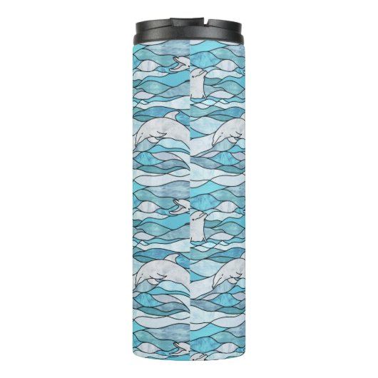 Blue Ocean Glas in lood Dolphins Thermosbeker (Achterkant)