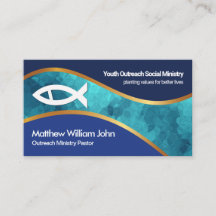 Blue Ocean Gold Wave Ichthus Fish Church