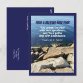Blue Ocean Happy New Year Christelijk Faith Briefkaart (Voorkant / Achterkant)