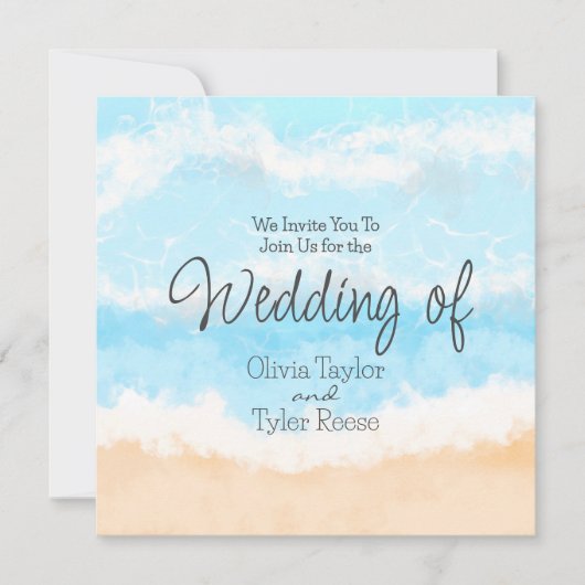 Blue Ocean Kustbruiloft Elegant Kaart (Voorkant)