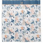 Blue Ocean Motif Monogramme Douche rideau (Devant)