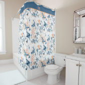 Blue Ocean Pattern Monogram Douchegordijn (In situ)