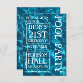 Blue Ocean Pool Party Invitation d'anniversaire  (Devant / Derrière)