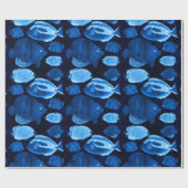 Blue Ocean Reef Fish Pattern Waterverf Cadeaupapier (Vlak)