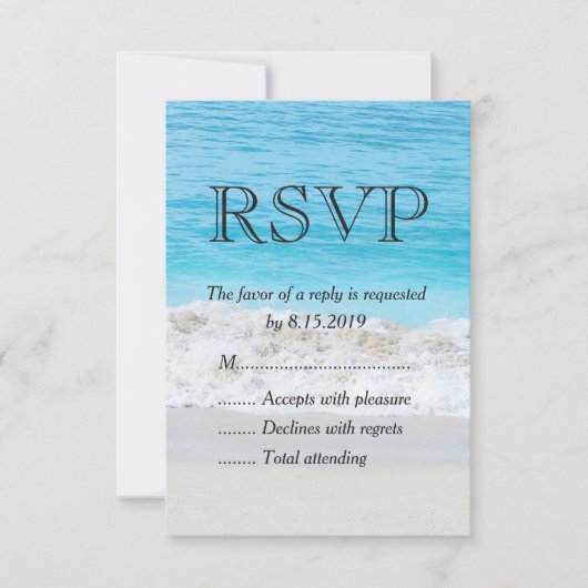 Blue Ocean Sand Wave Bruiloft RSVP (Voorkant)
