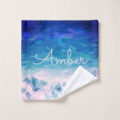 Blue Ocean Sea Beach Personnalisé (Gant de toilette)