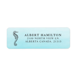 Blue Ocean Seahorse   Gepersonaliseerd retouradres Etiket