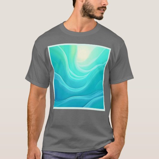 Blue Ocean Serenity Abstracte golven ontwerp T-shirt (Voorkant)