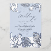 Blue Ocean Shops Real Foil Faire-part de mariage (Recto)