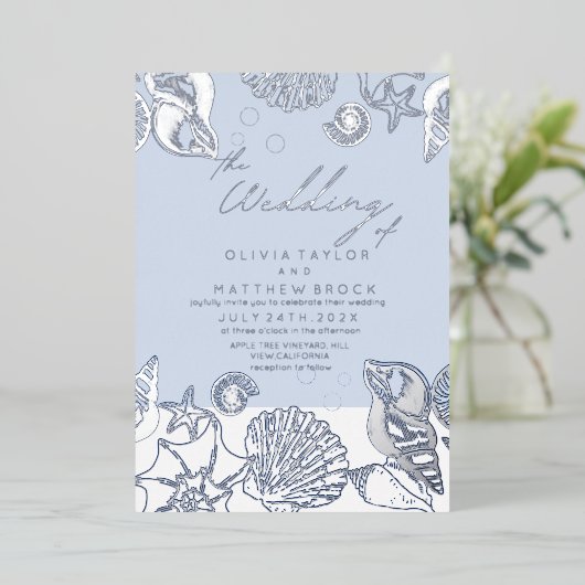 Blue Ocean Shops Real Foil Faire-part de mariage (Debout devant)