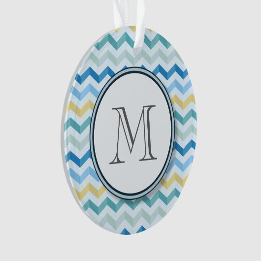 Blue Ocean Shore Chevron Stripes avec Monogramme r (devant)