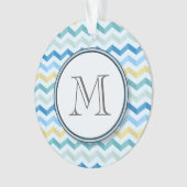 Blue Ocean Shore Chevron Stripes avec Monogramme r (devant)