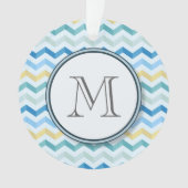 Blue Ocean Shore Chevron Stripes avec Monogramme r (devant)