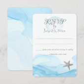 Blue Ocean Starfish Tropical Beach Wedding Kaart (Voorkant / Achterkant)